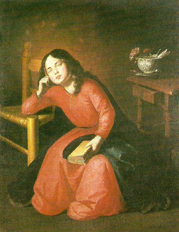 Francisco de Zurbaran the girl virgin asleep Norge oil painting art